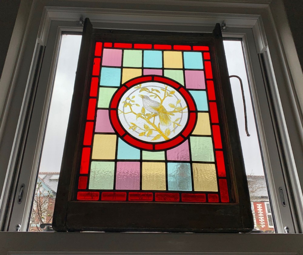 VICTORIAN STAINED GLASS SASH WINDOW PANEL