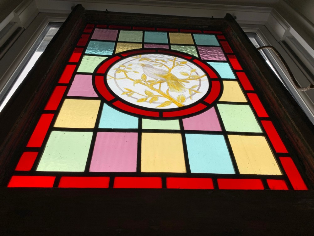 VICTORIAN STAINED GLASS SASH WINDOW PANEL View III
