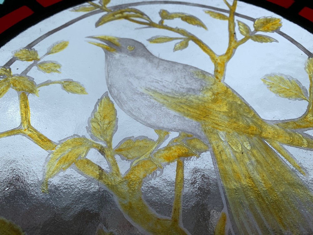 VICTORIAN STAINED GLASS SASH WINDOW PANEL View VI