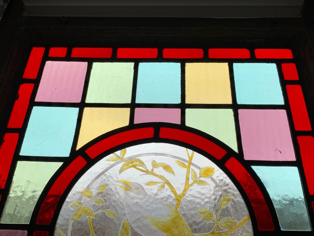 VICTORIAN STAINED GLASS SASH WINDOW PANEL View X