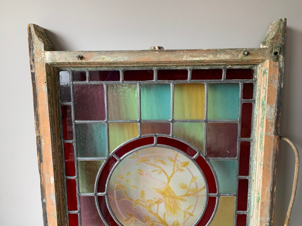 VICTORIAN STAINED GLASS SASH WINDOW PANEL View XV