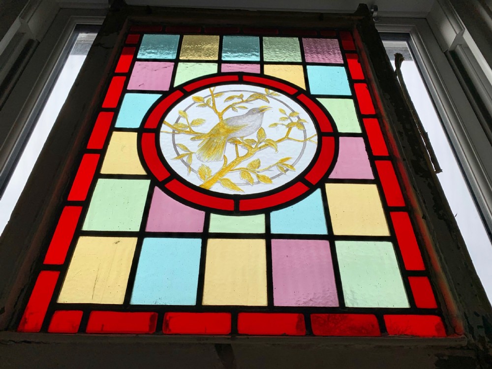 VICTORIAN STAINED GLASS SASH WINDOW PANEL View XVI