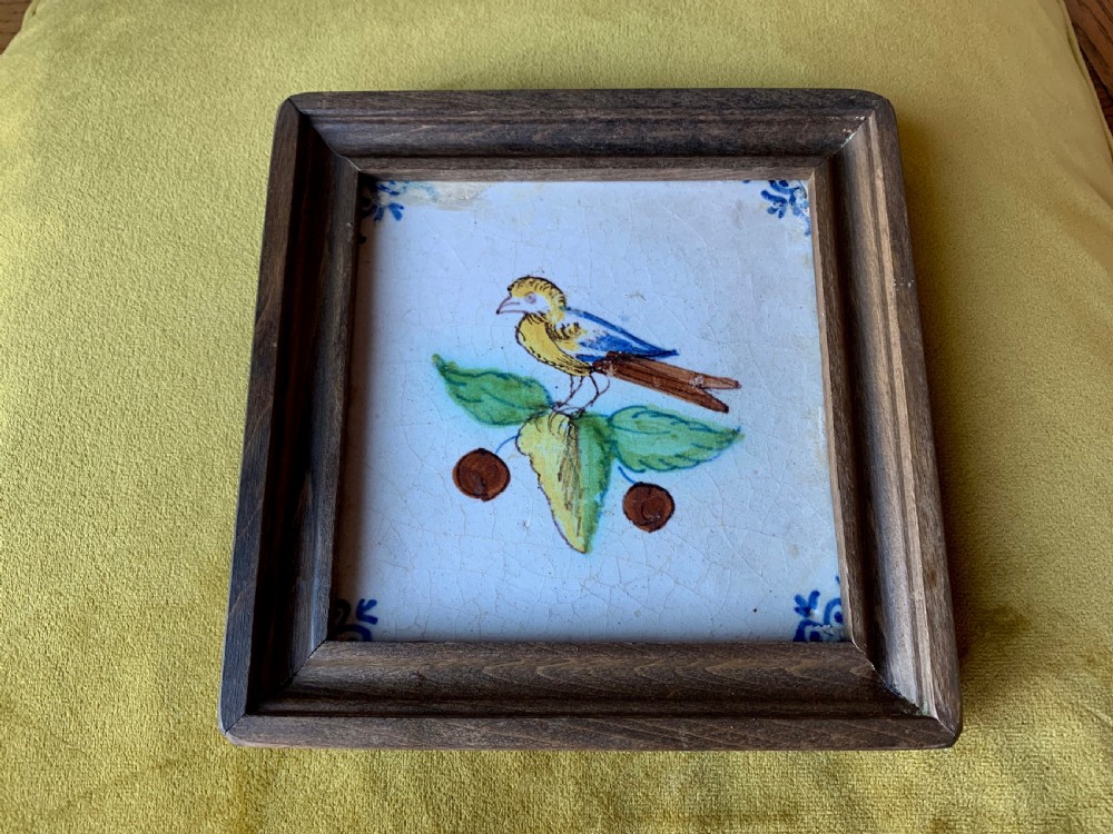 DELFT TILE WITH POLYCHROME BIRD - 17TH CENTURY View III
