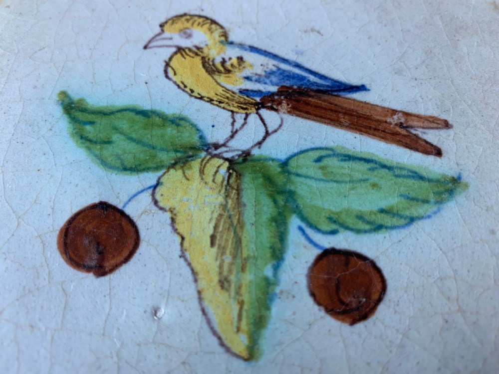 DELFT TILE WITH POLYCHROME BIRD - 17TH CENTURY View IV