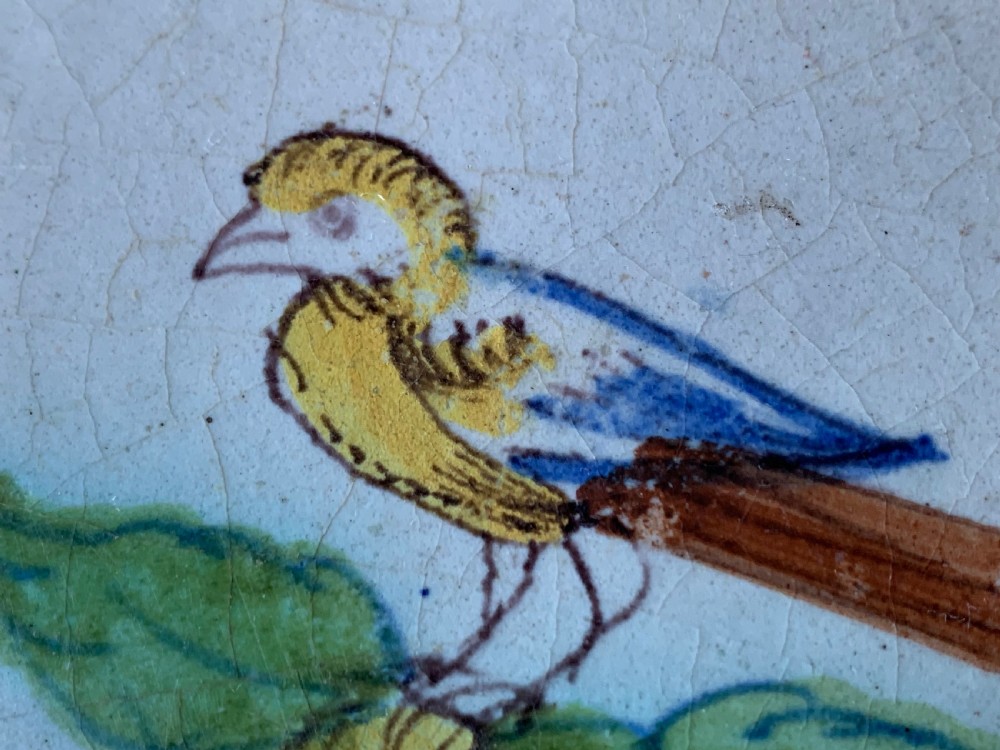 DELFT TILE WITH POLYCHROME BIRD - 17TH CENTURY View V