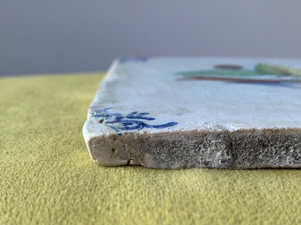 DELFT TILE WITH POLYCHROME BIRD - 17TH CENTURY View X