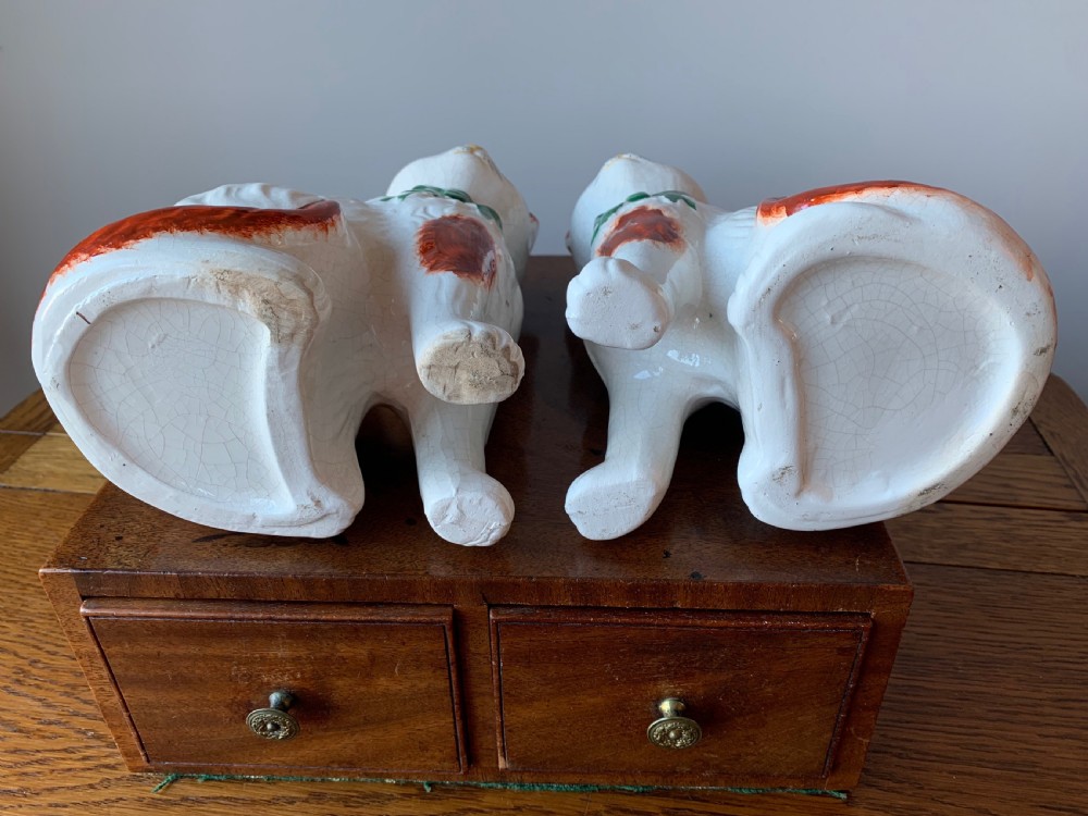 PAIR OF STAFFORDSHIRE POTTERY MANTLE CATS View XVIII