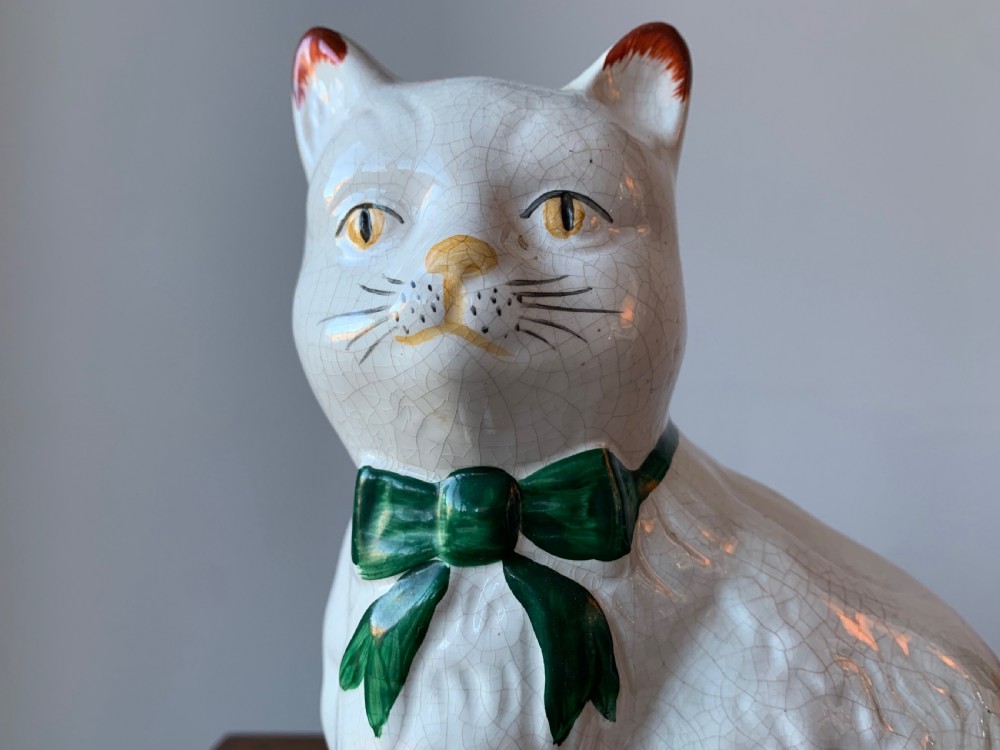 PAIR OF STAFFORDSHIRE POTTERY MANTLE CATS View XX