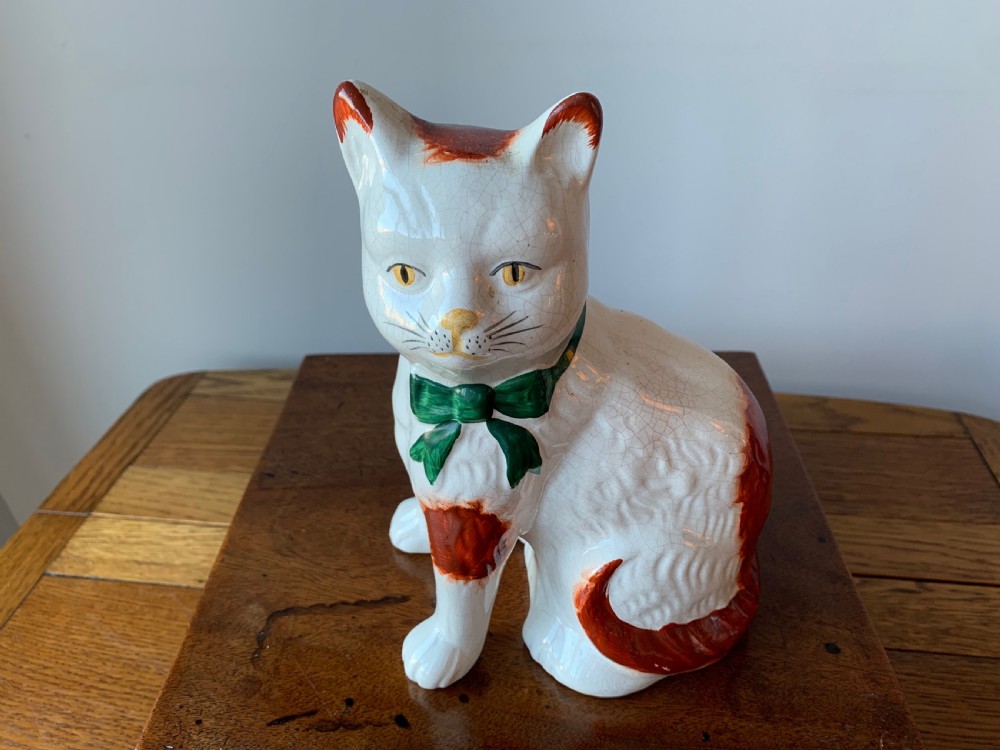 PAIR OF STAFFORDSHIRE POTTERY MANTLE CATS View XXI