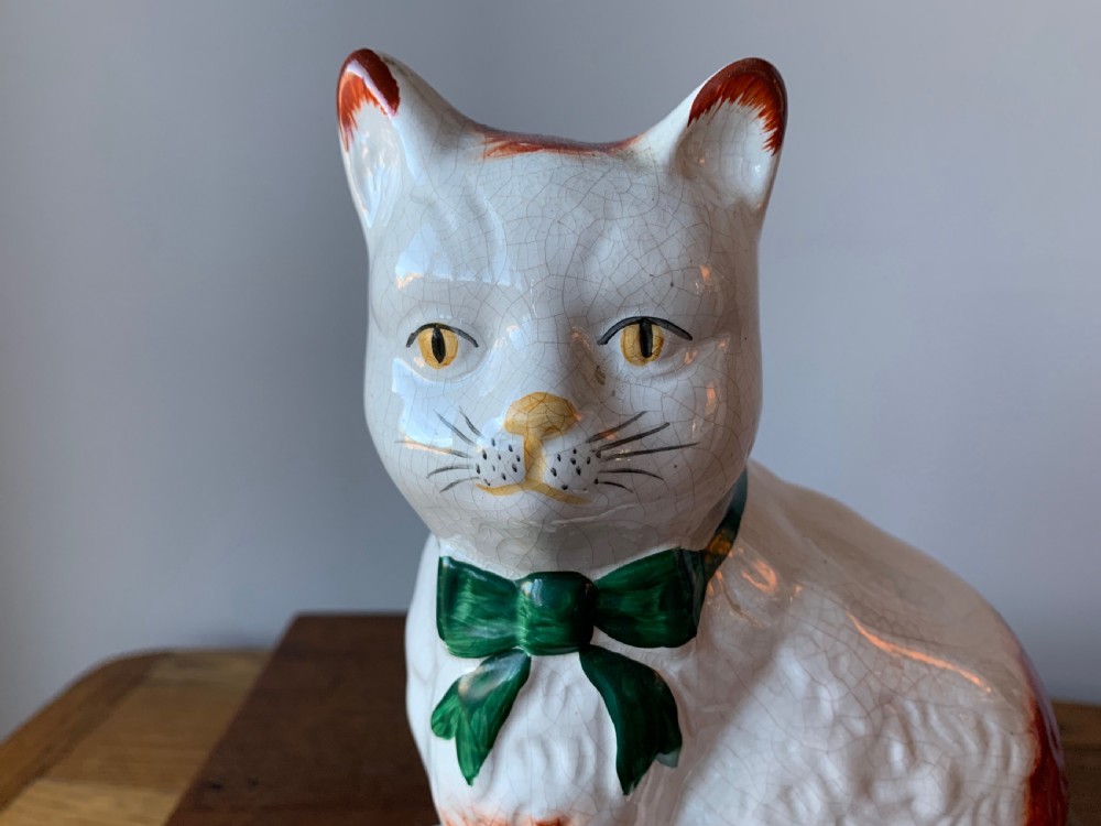 PAIR OF STAFFORDSHIRE POTTERY MANTLE CATS View XXII
