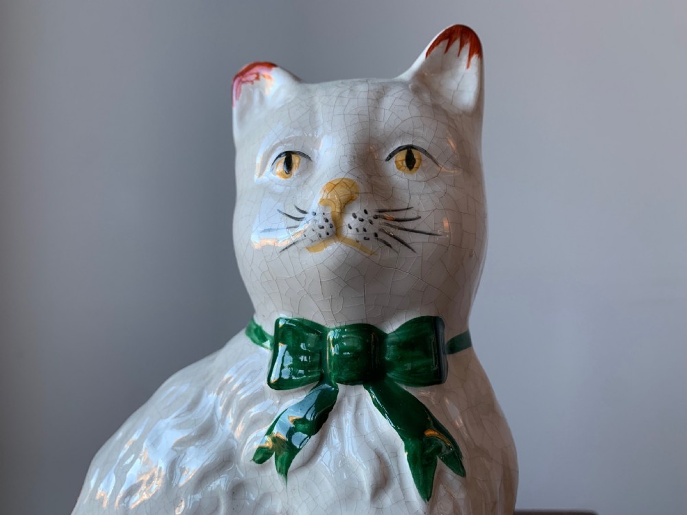 PAIR OF STAFFORDSHIRE POTTERY MANTLE CATS View XXIV