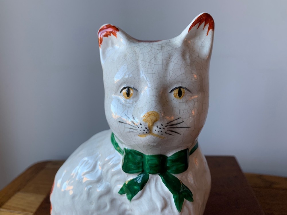 PAIR OF STAFFORDSHIRE POTTERY MANTLE CATS View XXV
