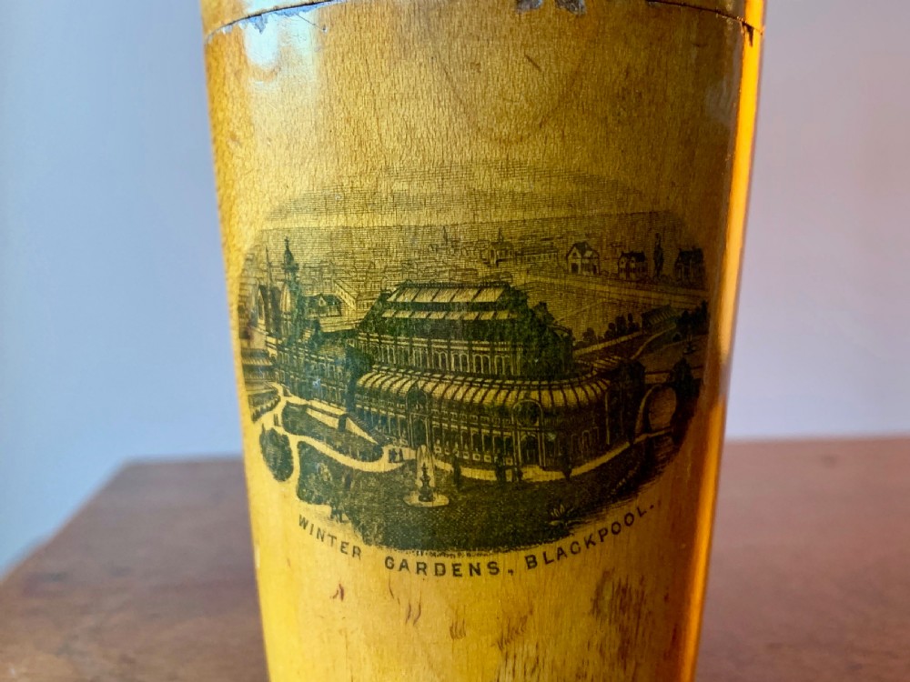 VICTORIAN MAUCHLINE WARE CASE  AND DRINKING GLASS - BLACKPOOL WINTER GARDENS View III