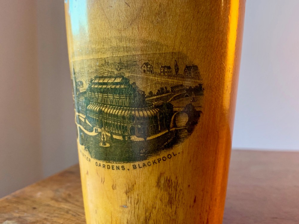 VICTORIAN MAUCHLINE WARE CASE  AND DRINKING GLASS - BLACKPOOL WINTER GARDENS View V