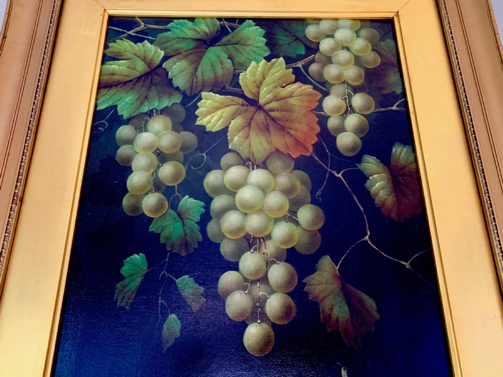 OIL PAINTING ON CANVAS - 'STILL LIFE WITH GRAPES & PEARS'  signed by EDWIN STEELE ( British 1805 - 1871 ) View II