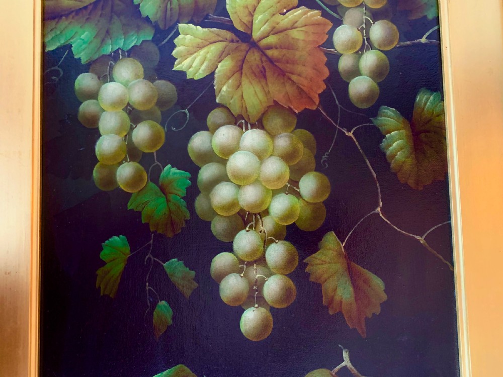 OIL PAINTING ON CANVAS - 'STILL LIFE WITH GRAPES & PEARS'  signed by EDWIN STEELE ( British 1805 - 1871 ) View X