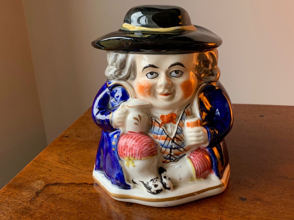 PAIR OF 19th CENTURY STAFFORDSHIRE TOBY JUG HUMIDORS OR TOBACCO JARS View II