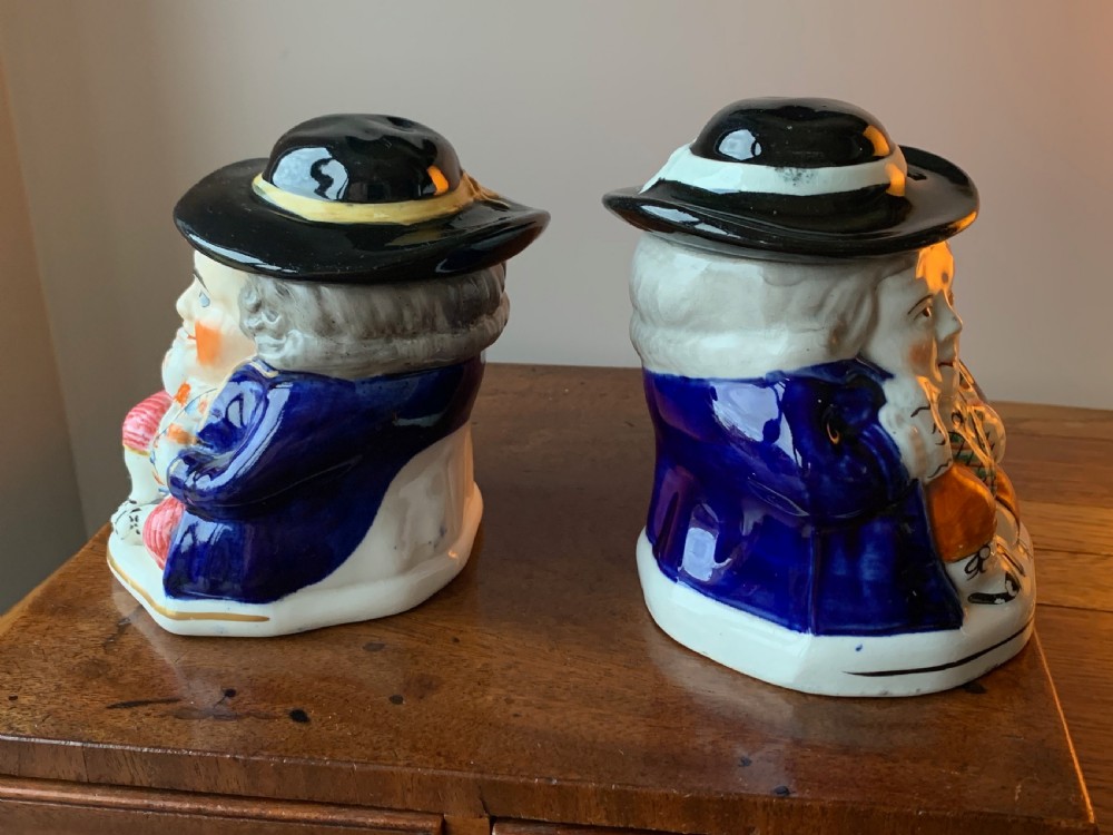 PAIR OF 19th CENTURY STAFFORDSHIRE TOBY JUG HUMIDORS OR TOBACCO JARS View V
