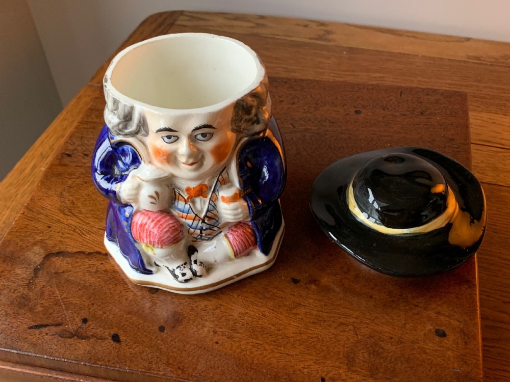 PAIR OF 19th CENTURY STAFFORDSHIRE TOBY JUG HUMIDORS OR TOBACCO JARS View VIII