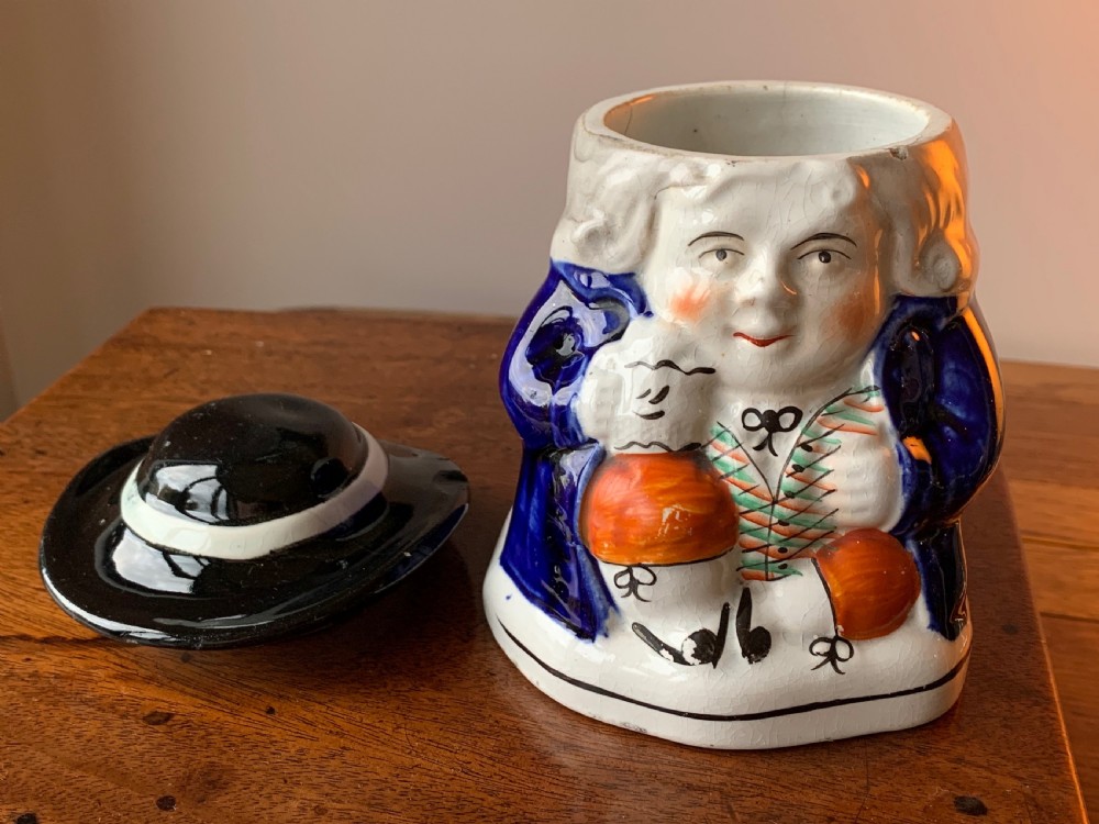 PAIR OF 19th CENTURY STAFFORDSHIRE TOBY JUG HUMIDORS OR TOBACCO JARS View IX