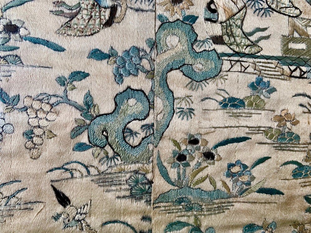 CHINESE EMBROIDERED SILK KIMONO PANELS View XIV