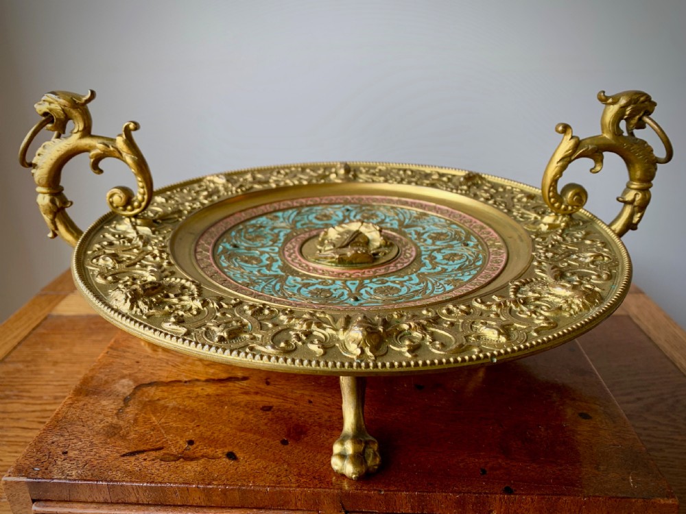 VICTORIAN GILT AND ENAMELLED TAZZA OR COMPOTE