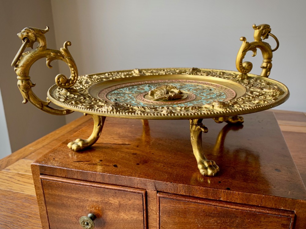VICTORIAN GILT AND ENAMELLED TAZZA OR COMPOTE View II