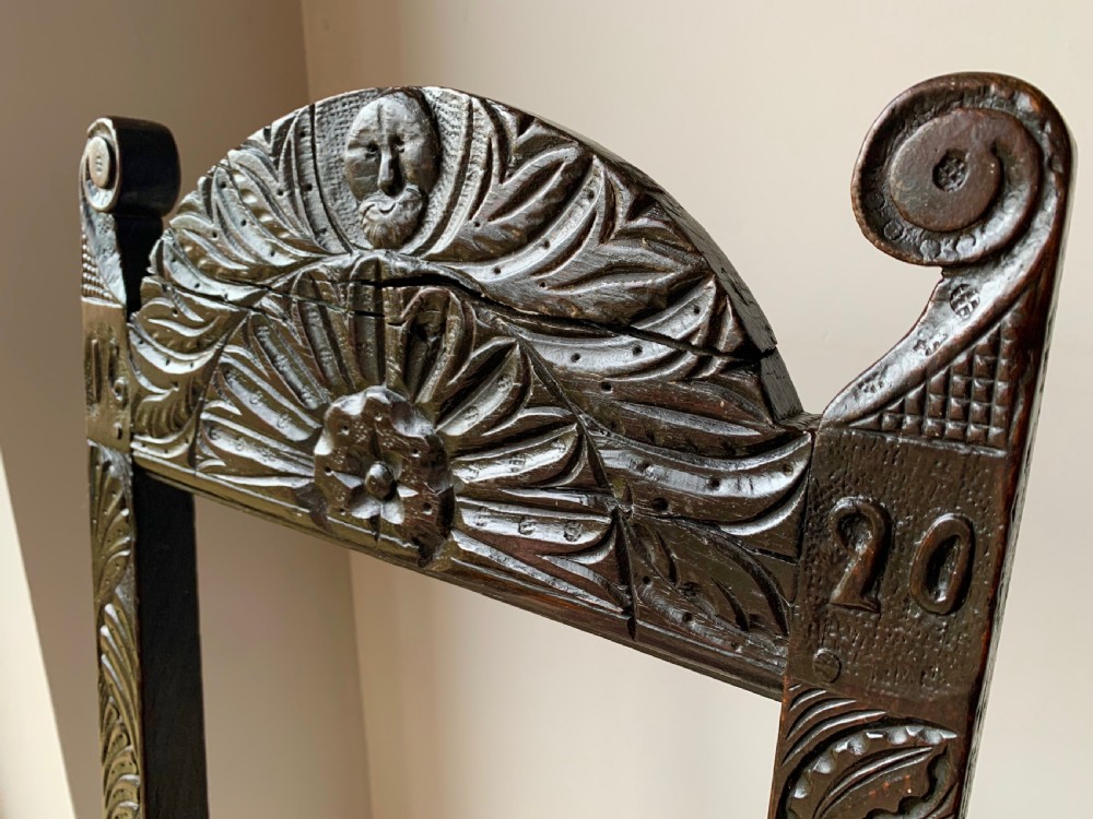 PAIR OF EARLY 17TH CENTURY DERBYSHIRE CHAIRS IN OAK View XII