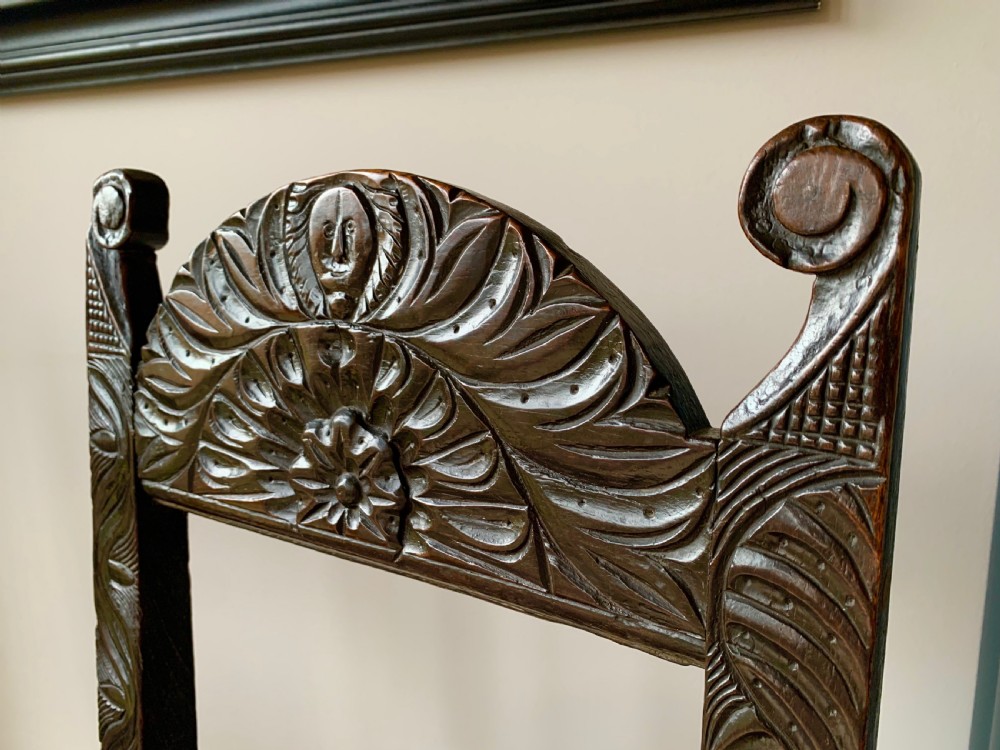 PAIR OF EARLY 17TH CENTURY DERBYSHIRE CHAIRS IN OAK View XIII