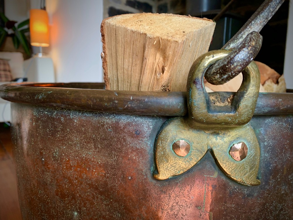 MONUMENTAL GEORGIAN COPPER 'APPLE BUTTER' CAULDRON. View VI