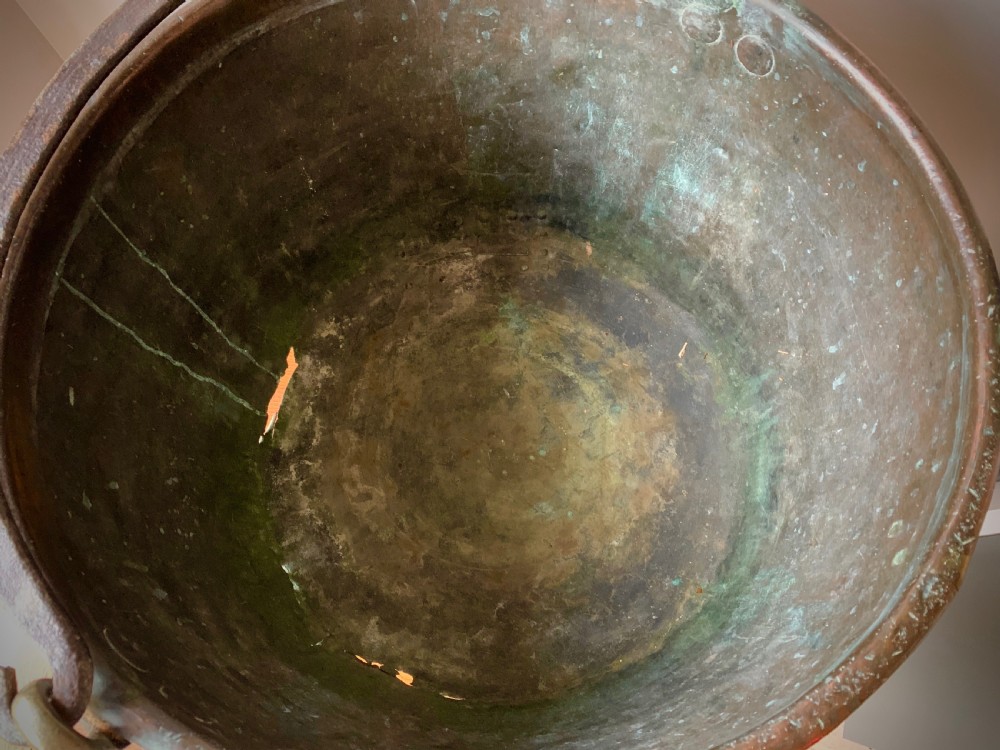 MONUMENTAL GEORGIAN COPPER 'APPLE BUTTER' CAULDRON. View IX
