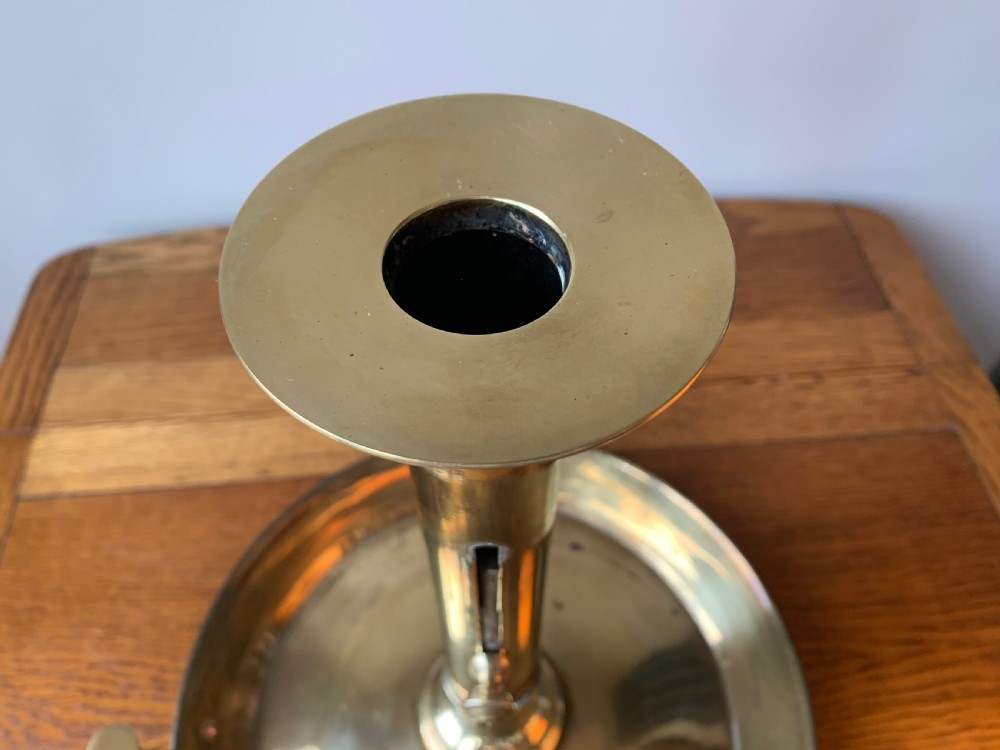 HUGE BRASS EJECTOR CHAMBER STICK / CANDLE STICK View XVIII