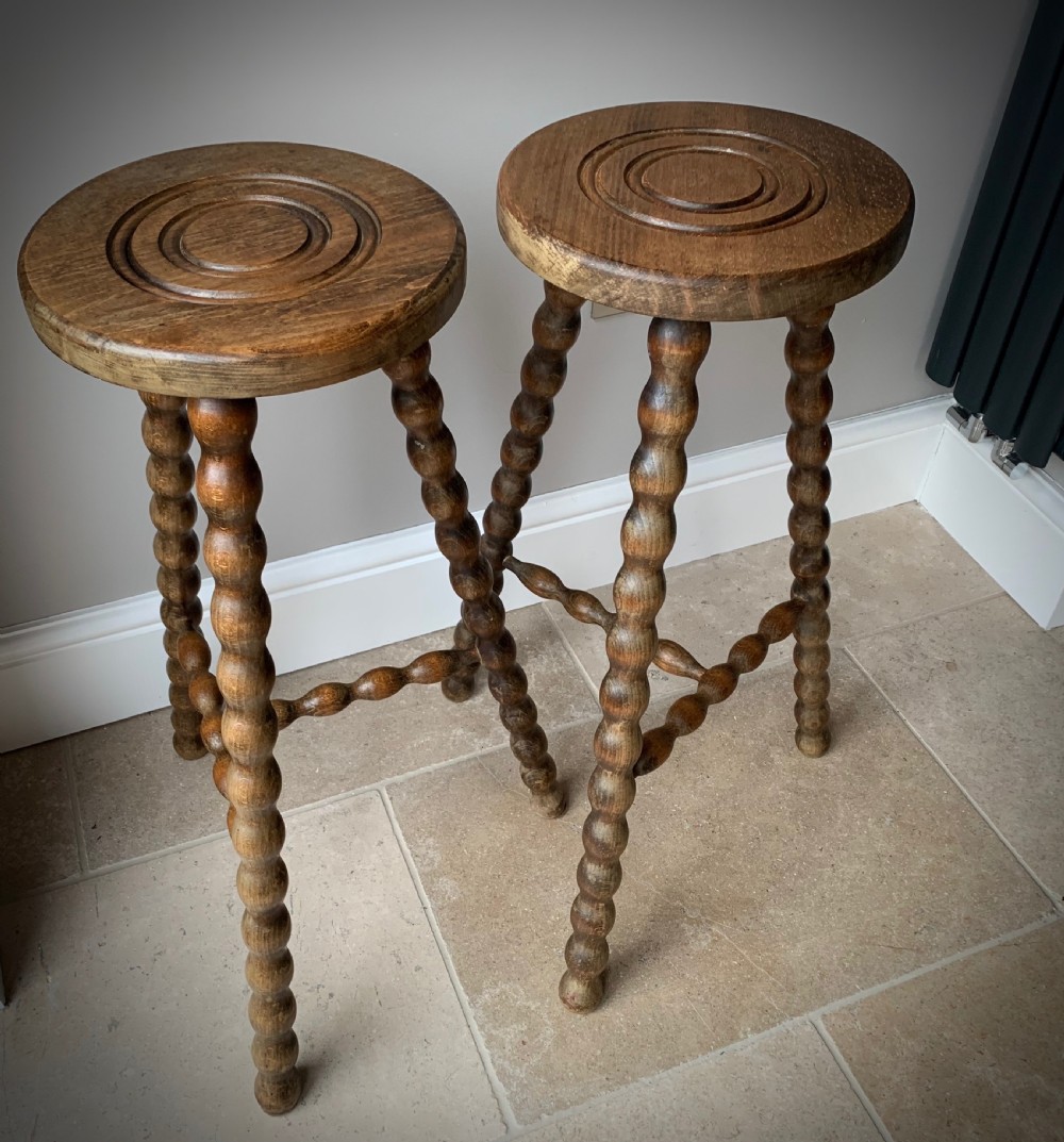 PAIR OF TALL FRENCH BOBBIN STOOLS View II