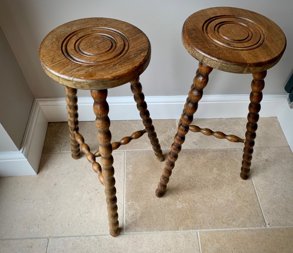 PAIR OF TALL FRENCH BOBBIN STOOLS View III