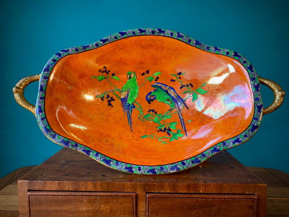 CARLTON WARE - BEST WARE FOOTED BOWL - 'PARROTS' DESIGN'