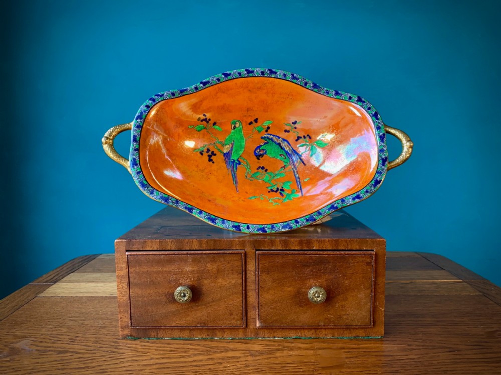 CARLTON WARE - BEST WARE FOOTED BOWL - 'PARROTS' DESIGN' View III