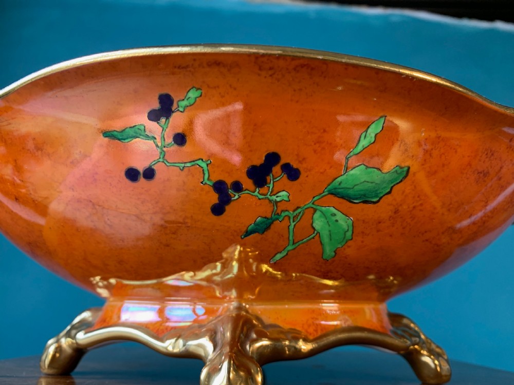 CARLTON WARE - BEST WARE FOOTED BOWL - 'PARROTS' DESIGN' View X