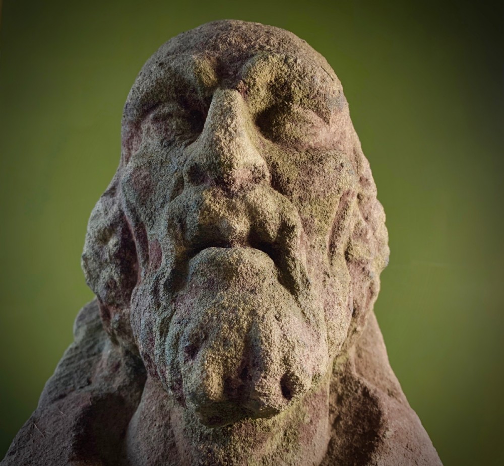 CARVED STONE HEAD OF BEARDED MAN View VIII