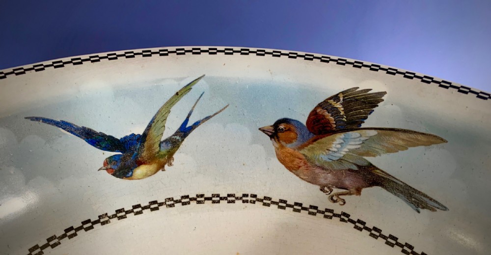 EDWARDIAN WASH BASIN WITH ENGLISH GARDEN BIRDS View II
