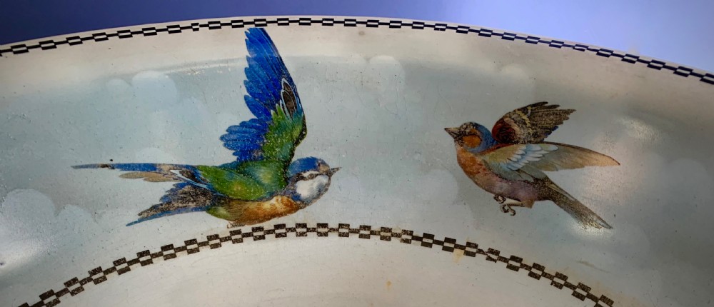 EDWARDIAN WASH BASIN WITH ENGLISH GARDEN BIRDS View III