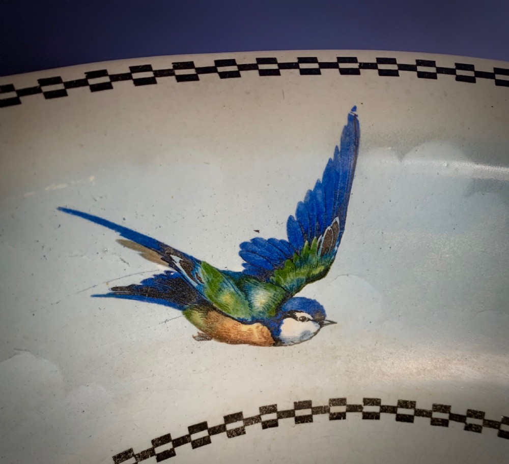 EDWARDIAN WASH BASIN WITH ENGLISH GARDEN BIRDS View X