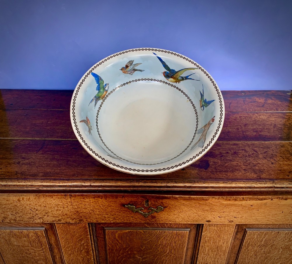 EDWARDIAN WASH BASIN WITH ENGLISH GARDEN BIRDS View XV