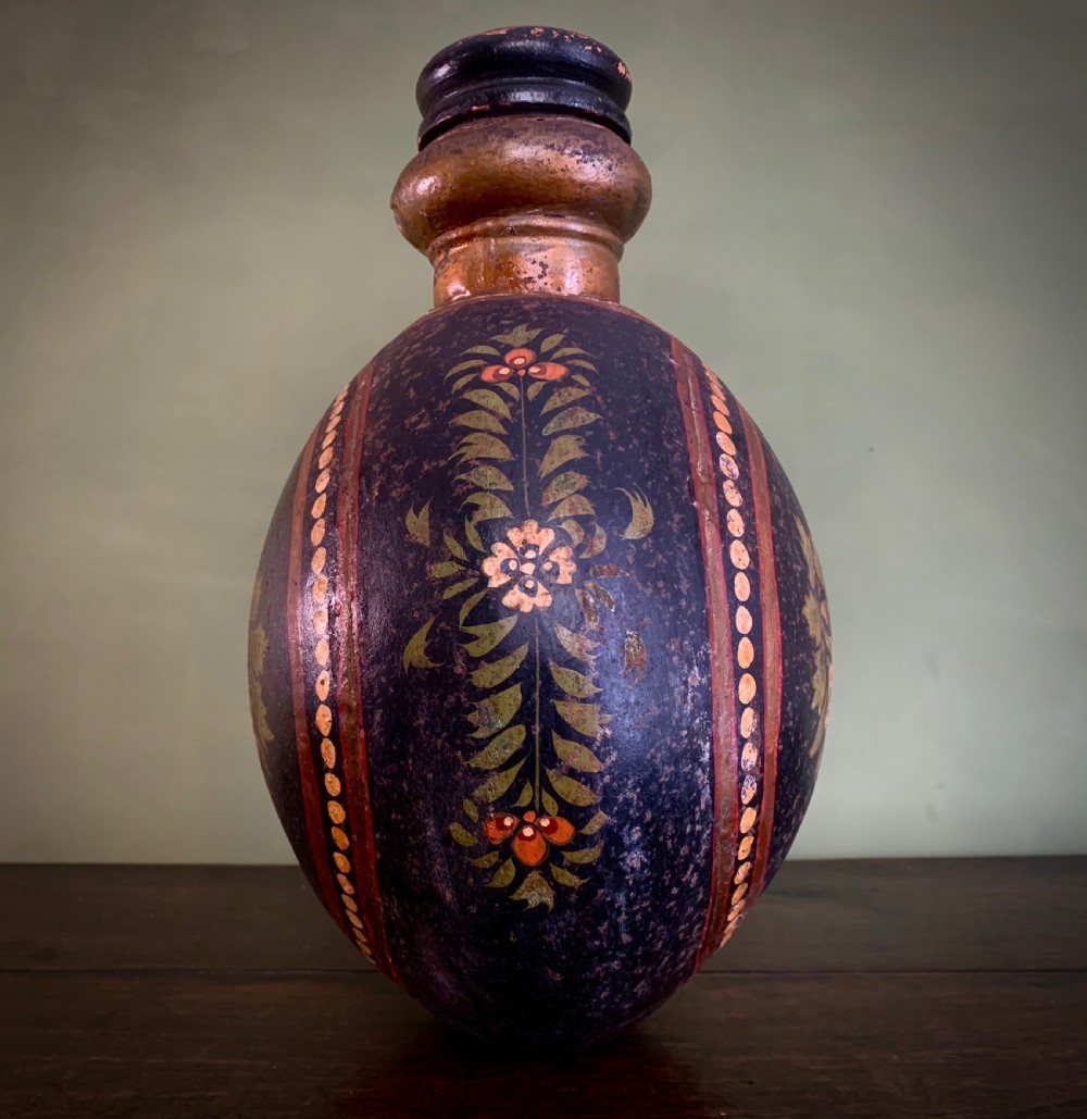 INDIAN DECORATED METAL WATER BOTTLE OR FLASK - 19TH CENTURY View IV