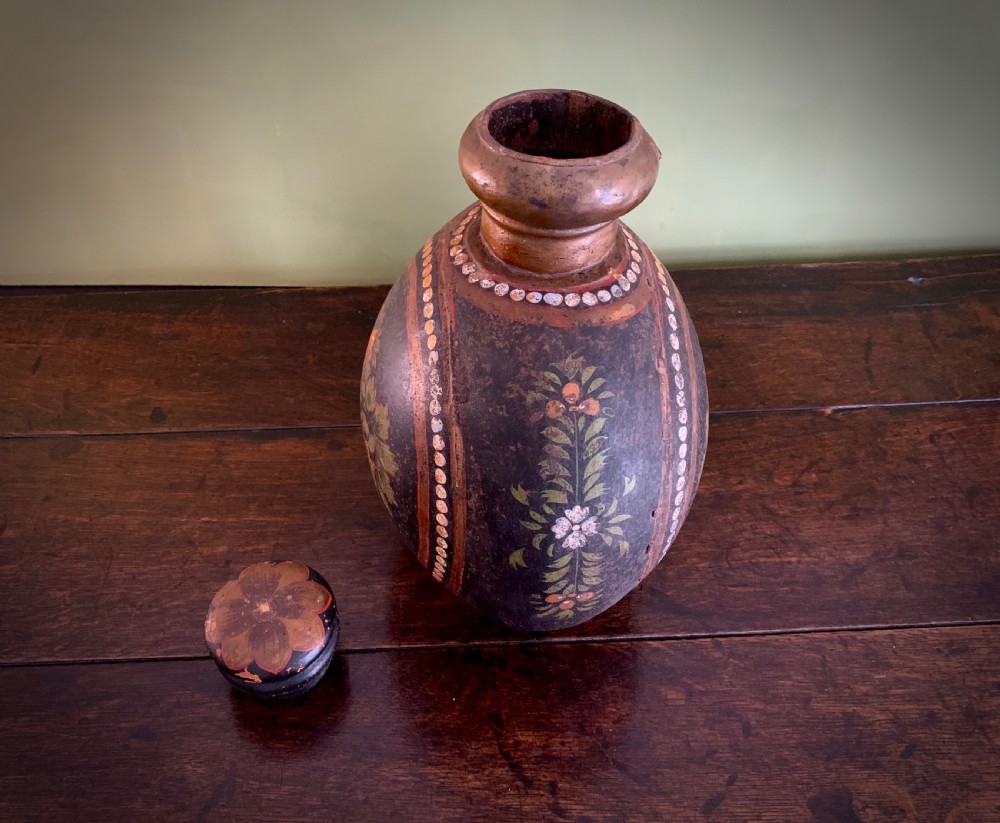INDIAN DECORATED METAL WATER BOTTLE OR FLASK - 19TH CENTURY View X