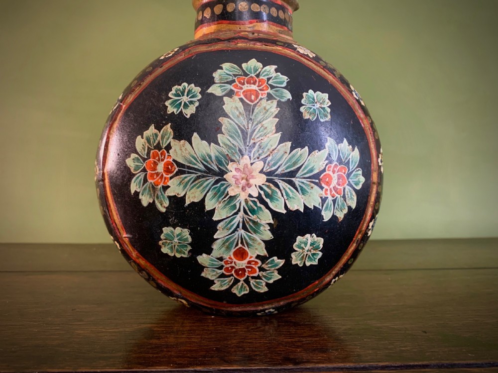 DECORATED INDIAN WATER FLASK or BOTTLE - 19TH CENTURY View II