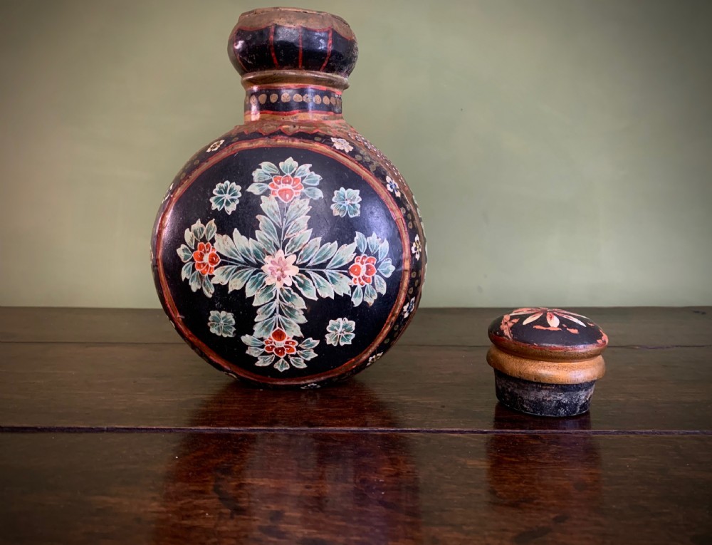 DECORATED INDIAN WATER FLASK or BOTTLE - 19TH CENTURY View VI
