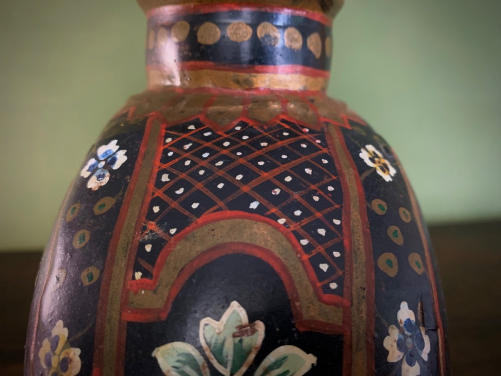 DECORATED INDIAN WATER FLASK or BOTTLE - 19TH CENTURY View VII