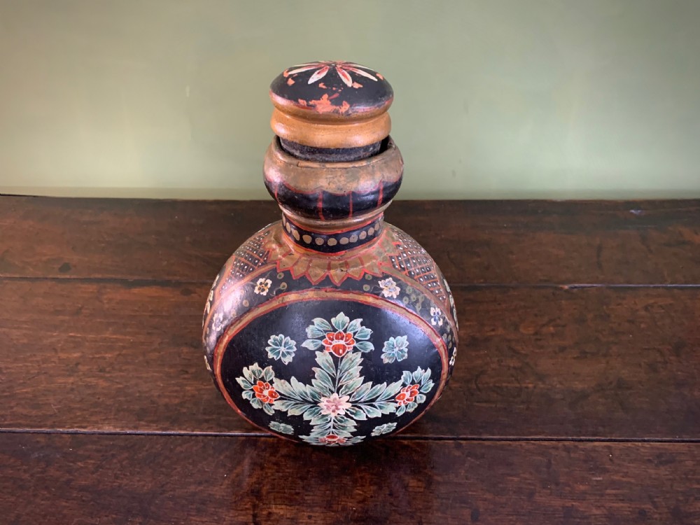 DECORATED INDIAN WATER FLASK or BOTTLE - 19TH CENTURY View X