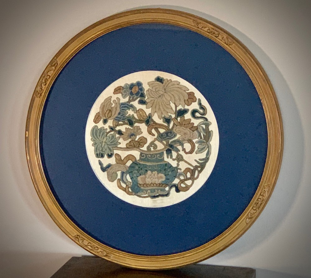 19th CENTURY CHINESE FLORAL EMBROIDERY WITH GOLD THREAD WORK View III