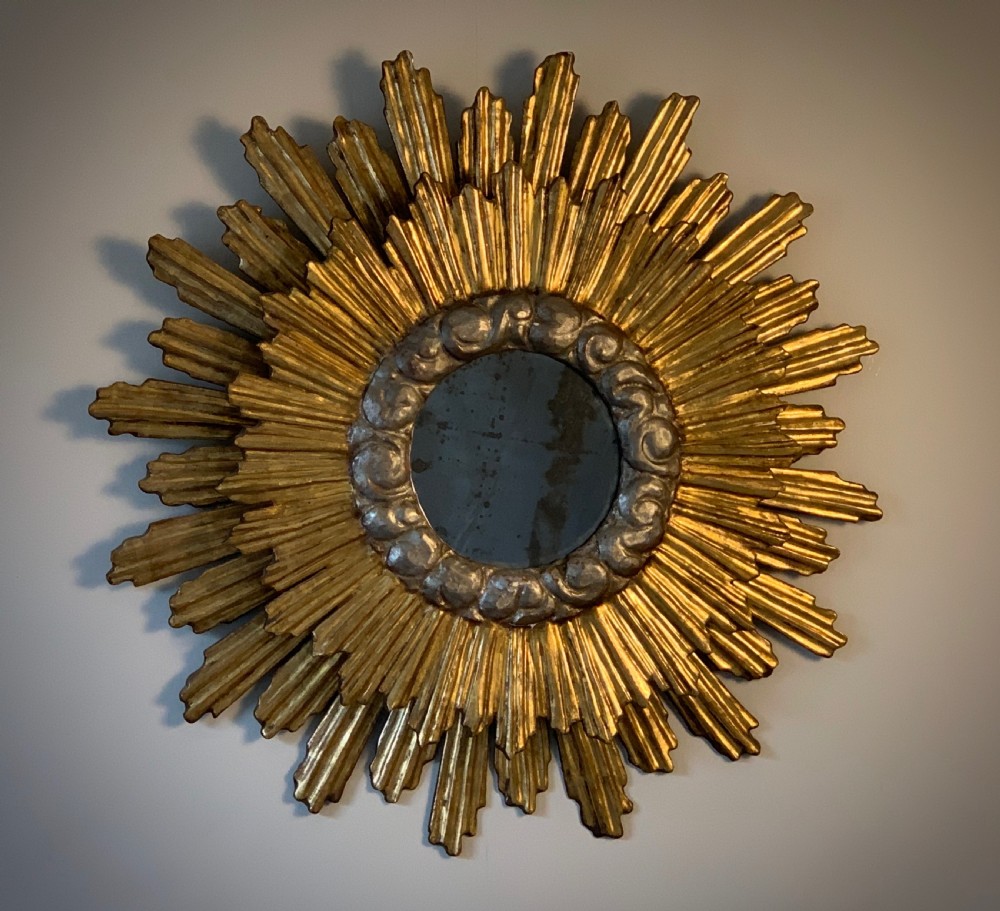 ART DECO GILTWOOD SUNBURST WALL MIRROR - FRENCH View III